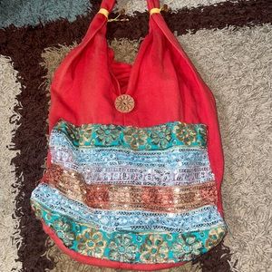 Red Bohemian Shoulder Bag